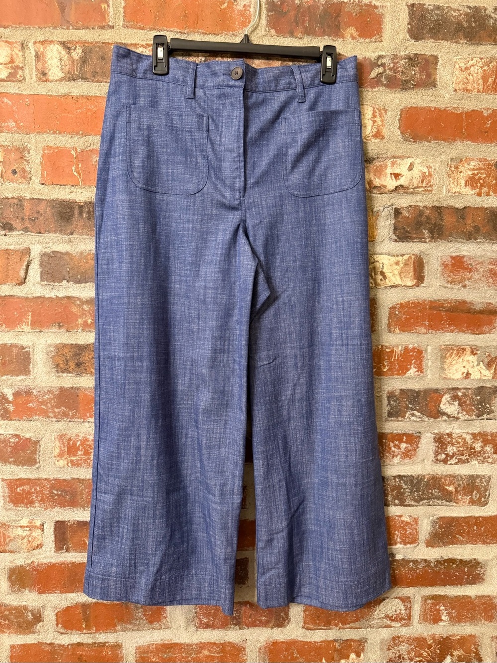 P136 - Cropped Wide-Leg Women's Pants in Denim Blue